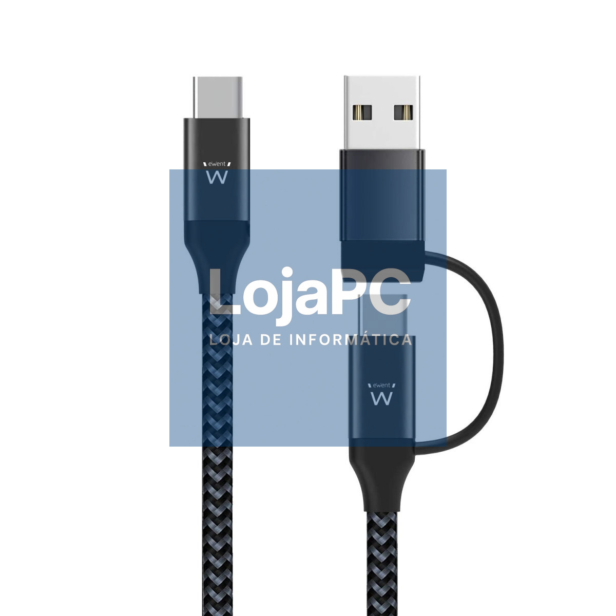 EWENT Cabo USB C 2 em 1, USB C para USB C + USB A, 60W, 1m