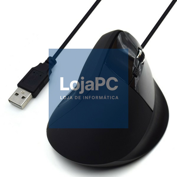 EWENT Rato Óptico Ergonómico Vertical, 800-1200-1600dpi-1800 dpi, 5 botões, preto