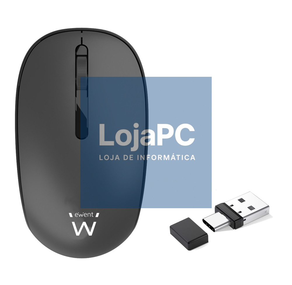 EWENT Rato Wireless Silent Click com Recetor Combo USB A+C e Precisão 1000dpi