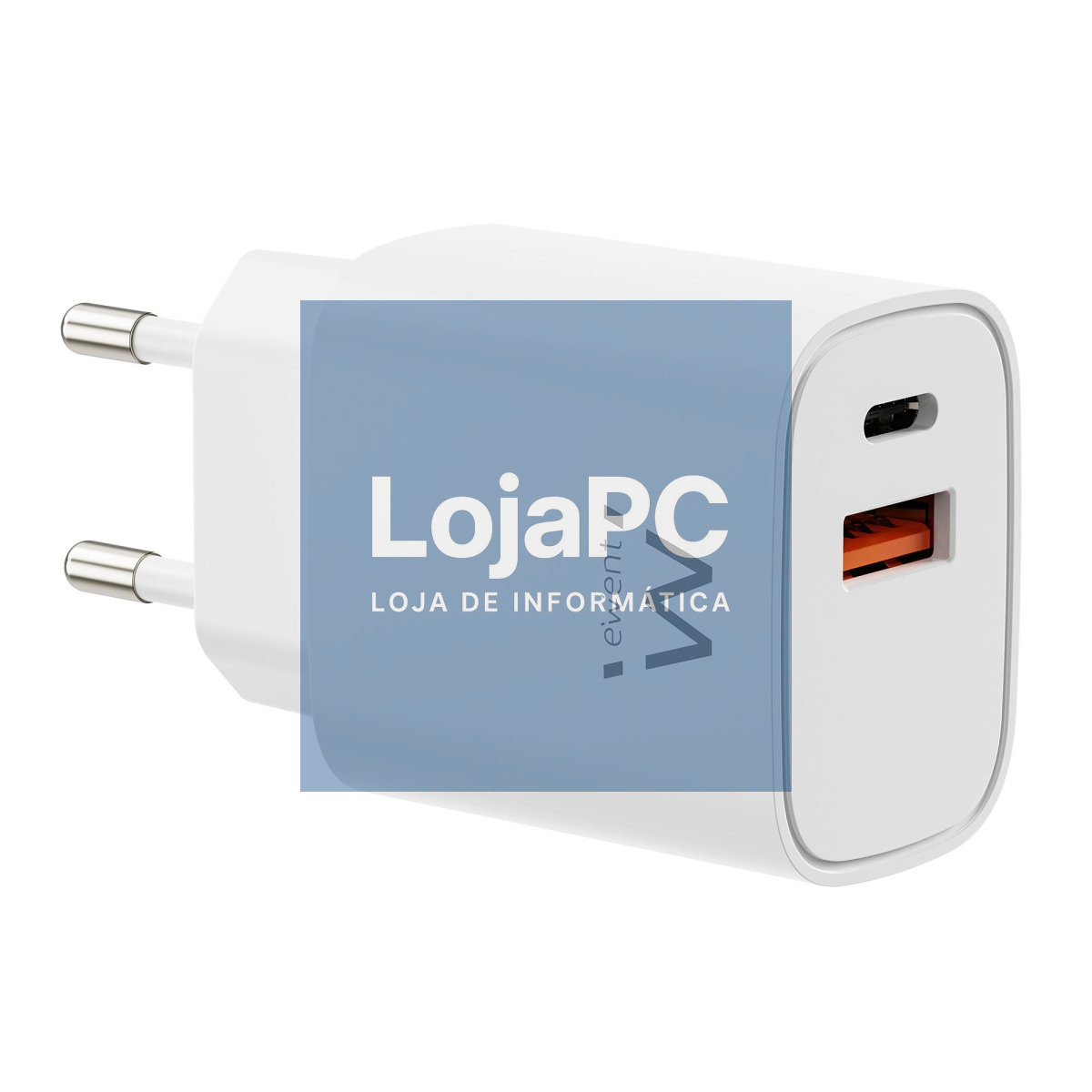 EWENT USB GAN AC charger 30W, 1xUSB-C 30W PD3.0 + 1xUSB-A QC3.0 x4protections compatc design white