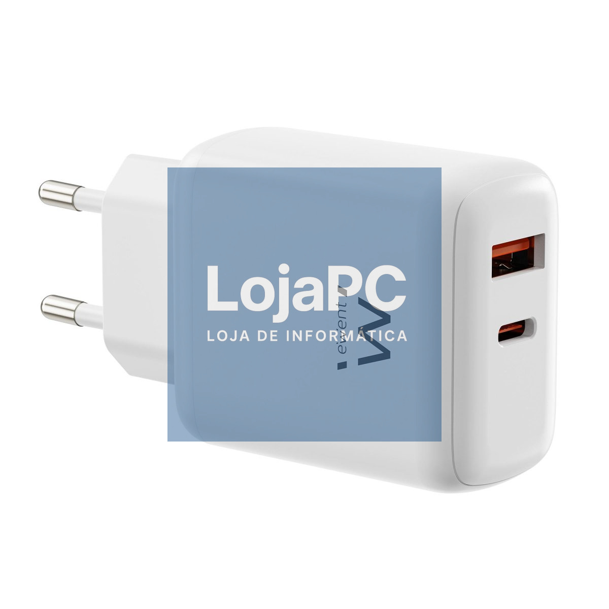 EWENT USB GAN AC charger 45W, 1xUSB-C 45W PD3.0 + 1xUSB-A QC3.0 x4protections, compact design white