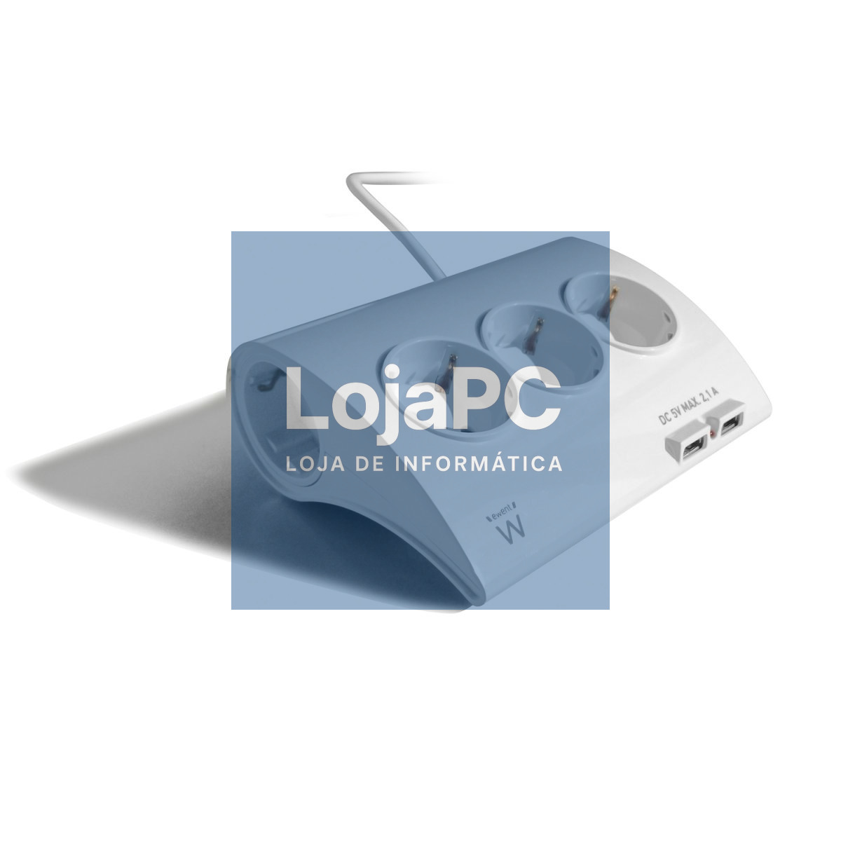 EWENT Tomada múltipla com 5 entrada e 2 portas USB, cabo 1.5m