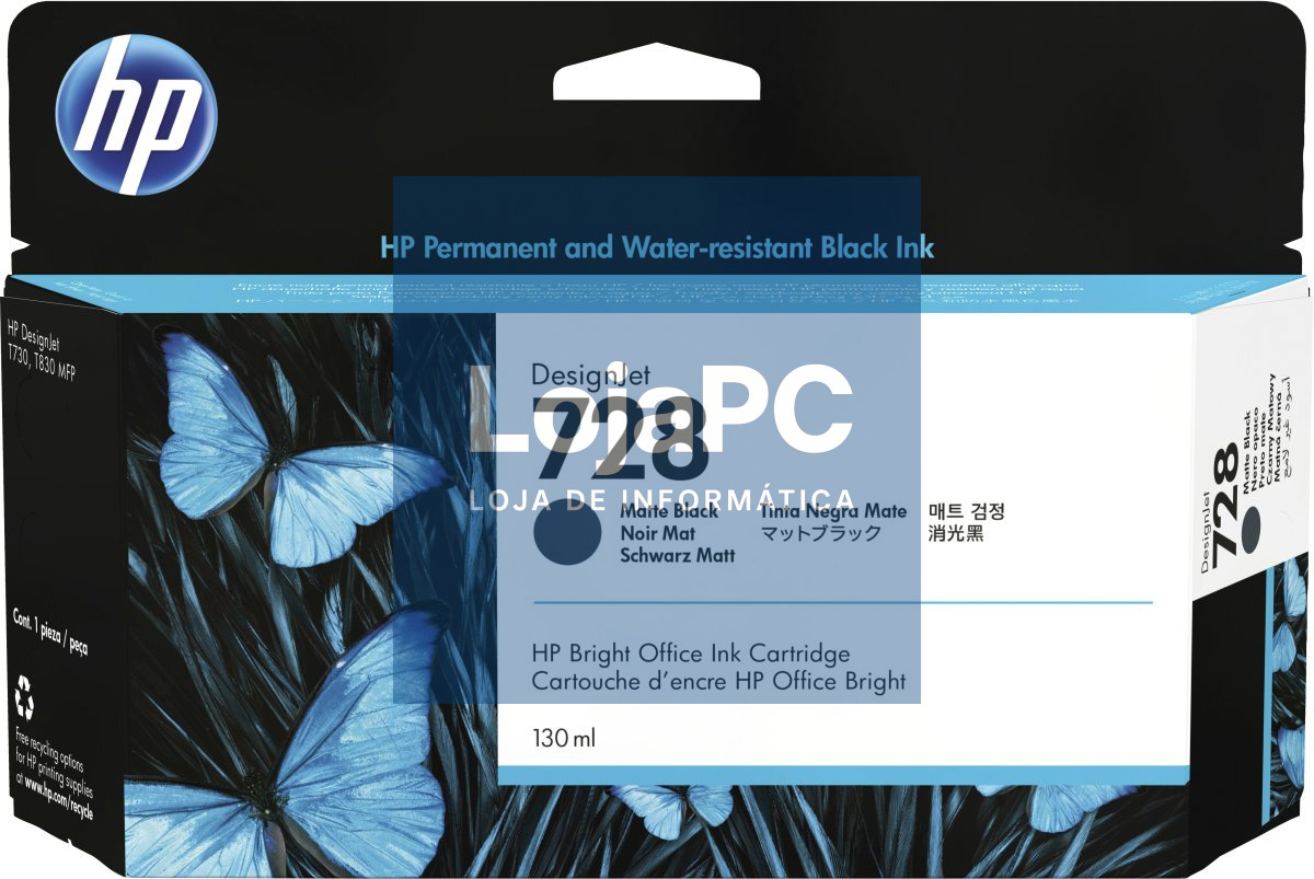 HP 728 130-ml Matte Black DesignJet Ink Cartridge