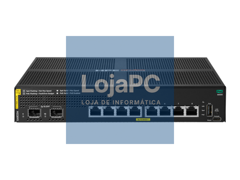 HPE Aruba Aruba Networking CX 6000 8p 10M/100M/1G Class4 PoE 2p SFP 1G 67W Switch
