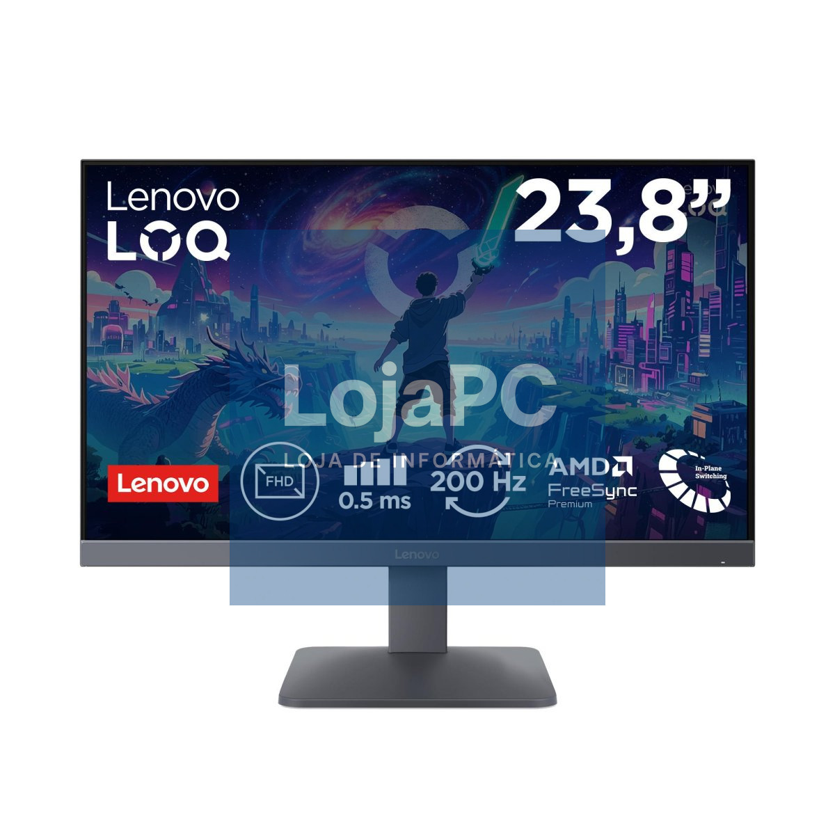 Lenovo LOQ 24 -10 - 23.8'' FHD Entry Gaming Monitor (IPS Panel, 200Hz, 0.5ms MPRT, HDMI 2.1, DP 1.4, HDR10) - Tilt