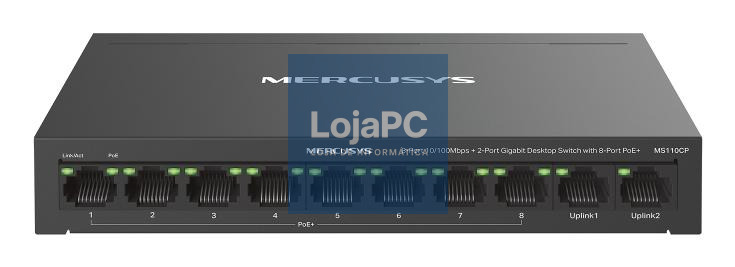 Mercusys 8-Port 10/100Mbps + 2-Port Gigabit Desktop Switch with 8-Port PoE+