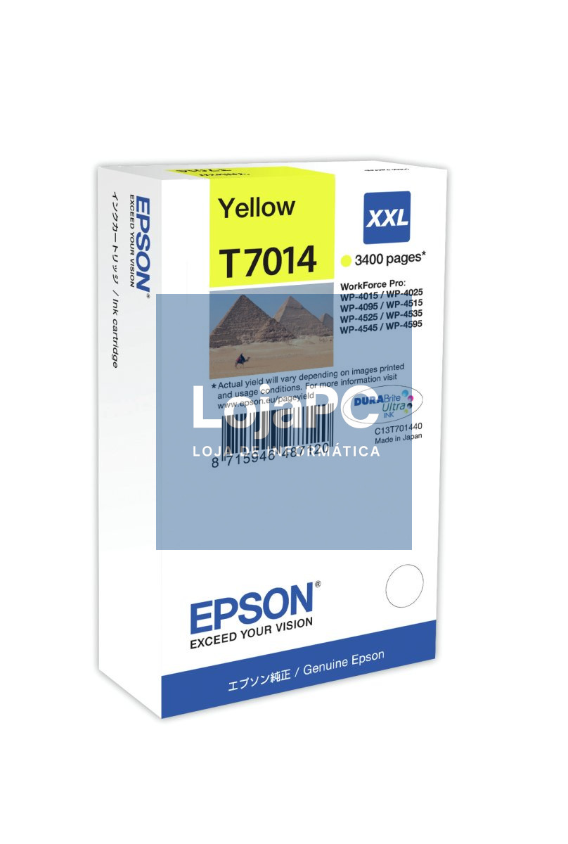 Tinteiro EPSON T7014 Amarelo XXL 3,4K - WorkForce Pro WF-40xx/45xx