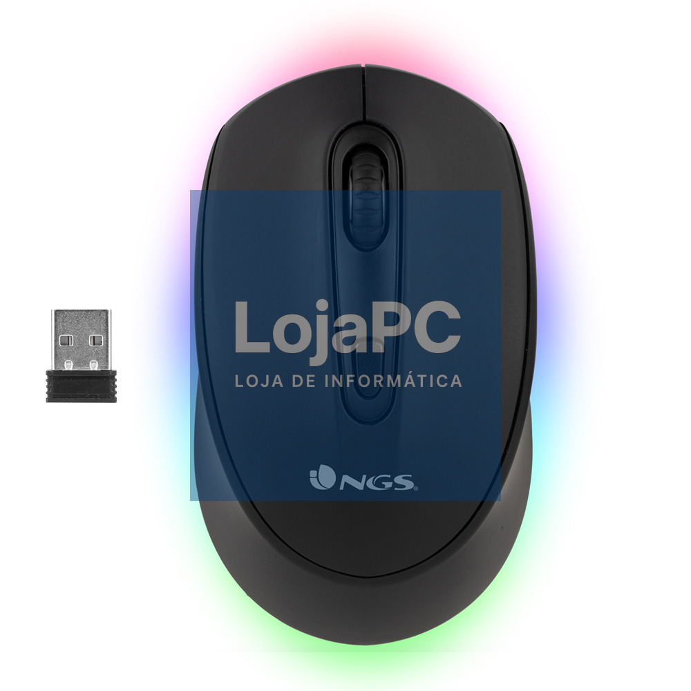 NGS Rato sem fios recarregável para vários dsipositivos com luzes LED