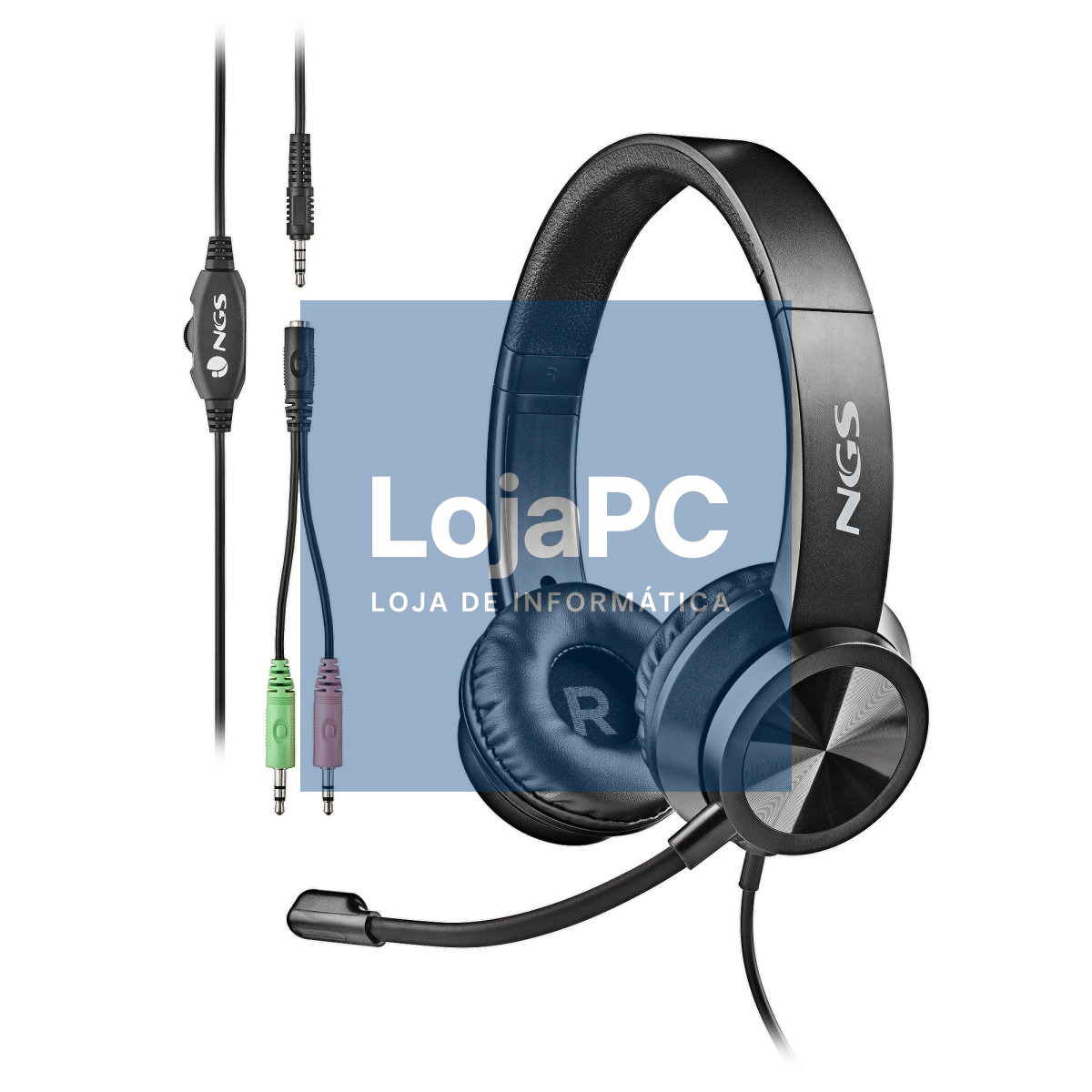NGS Auscultadores com fio, Jack 3,5MM & 1-2 Jack Adaptor Volume Control, Soft Earpads