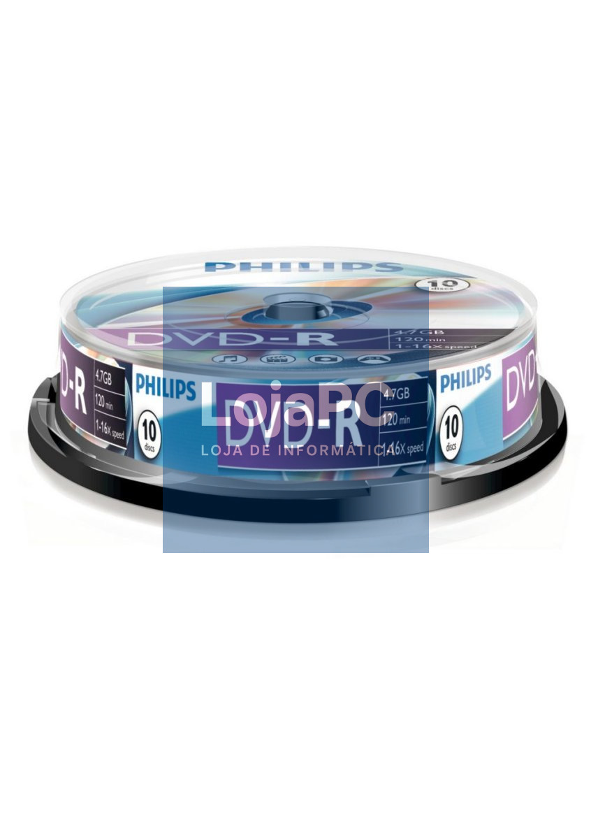 Philips DVD-R 4,7GB 16x Cakebox (10 unidades)