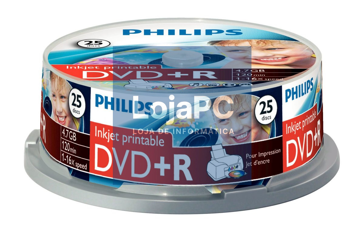 Philips DVD+R 4,7GB 16x Printable mate Cakebox (25 unidades)