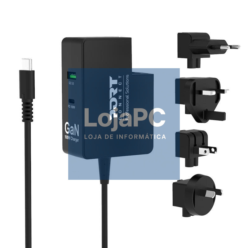 Port Designs Wall Charger Type C PD 100W GaN - Universal Travel Plug