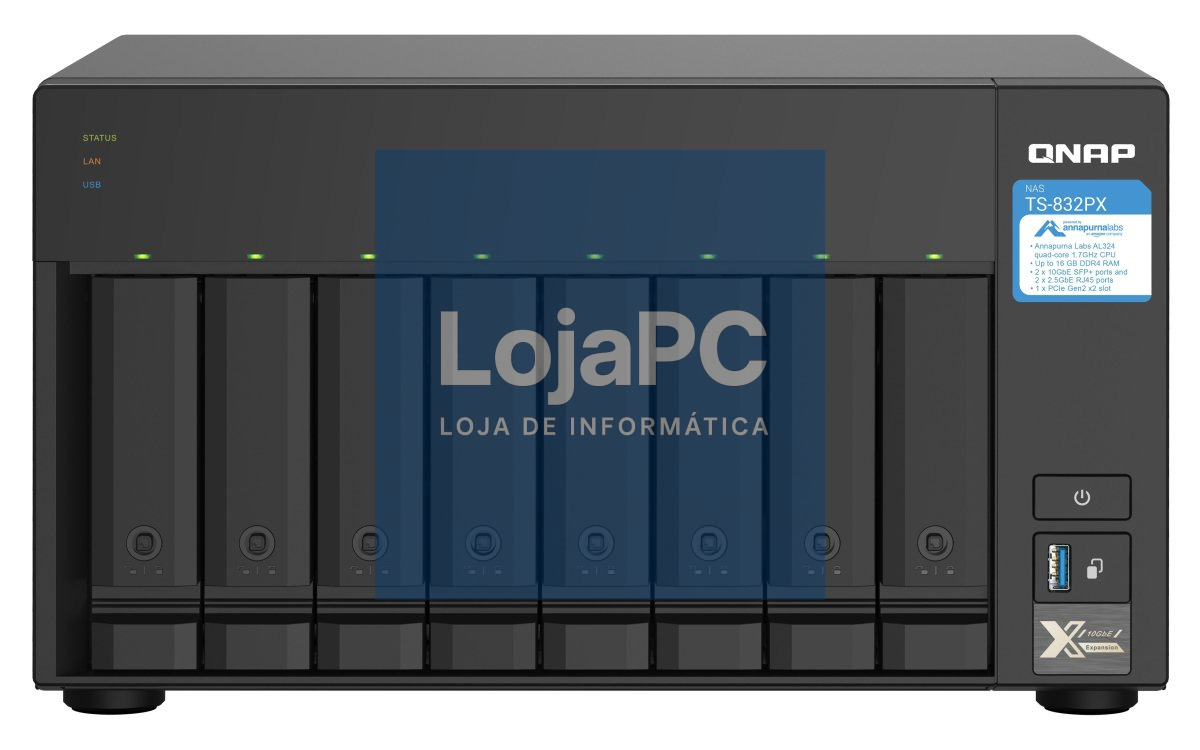 QNAP TS-832PX NAS de alta capacidade com portas SFP+ 10GBE E 2,5GBE