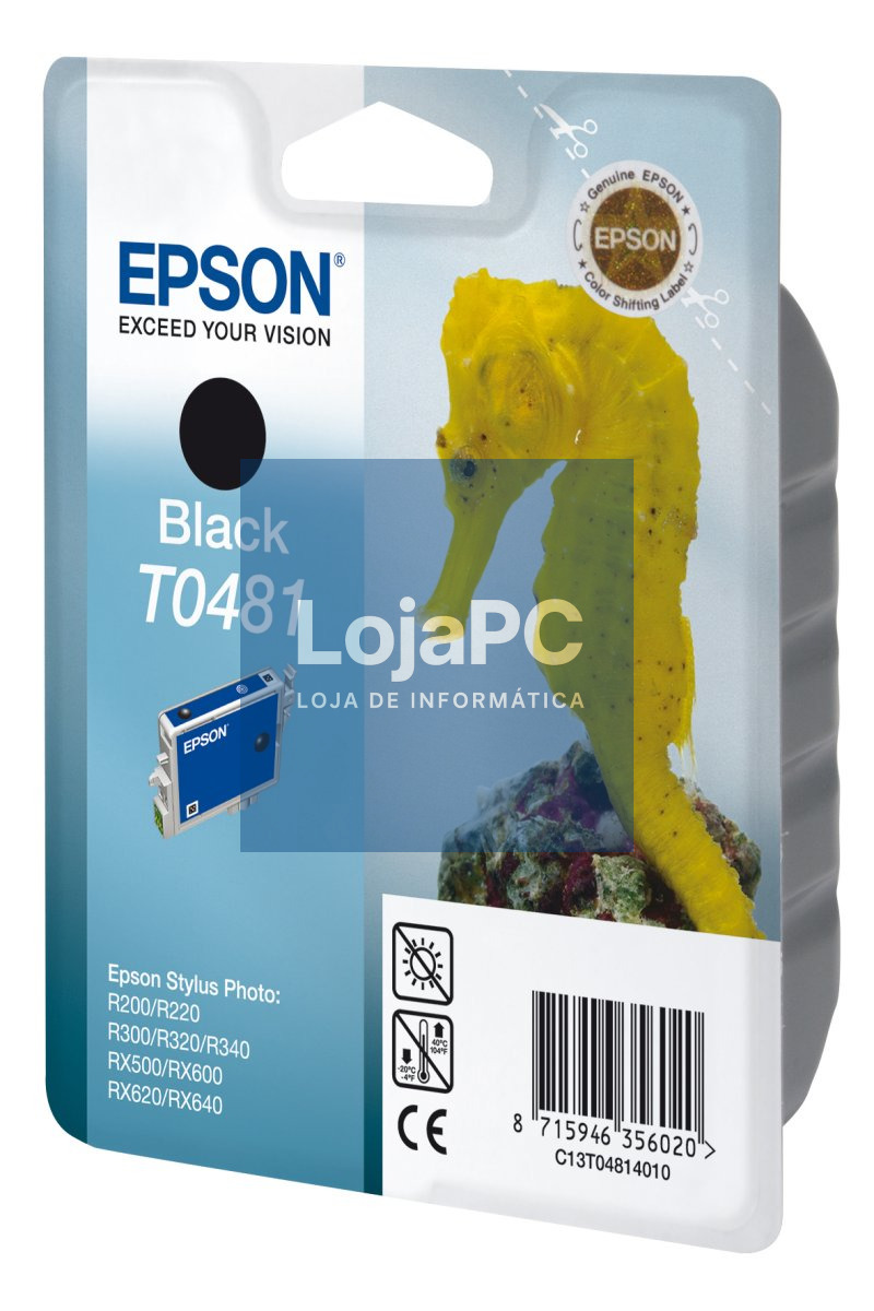 Tinteiro EPSON T0481 Preto + Alarme RF - Stylus Photo R200/220/300/320/340, RX500/600//620/640