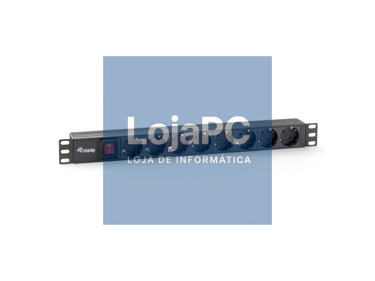 Equip Tomada de corrente 8bay CEE7/4 w. switch, 1,8m cable, black (19")