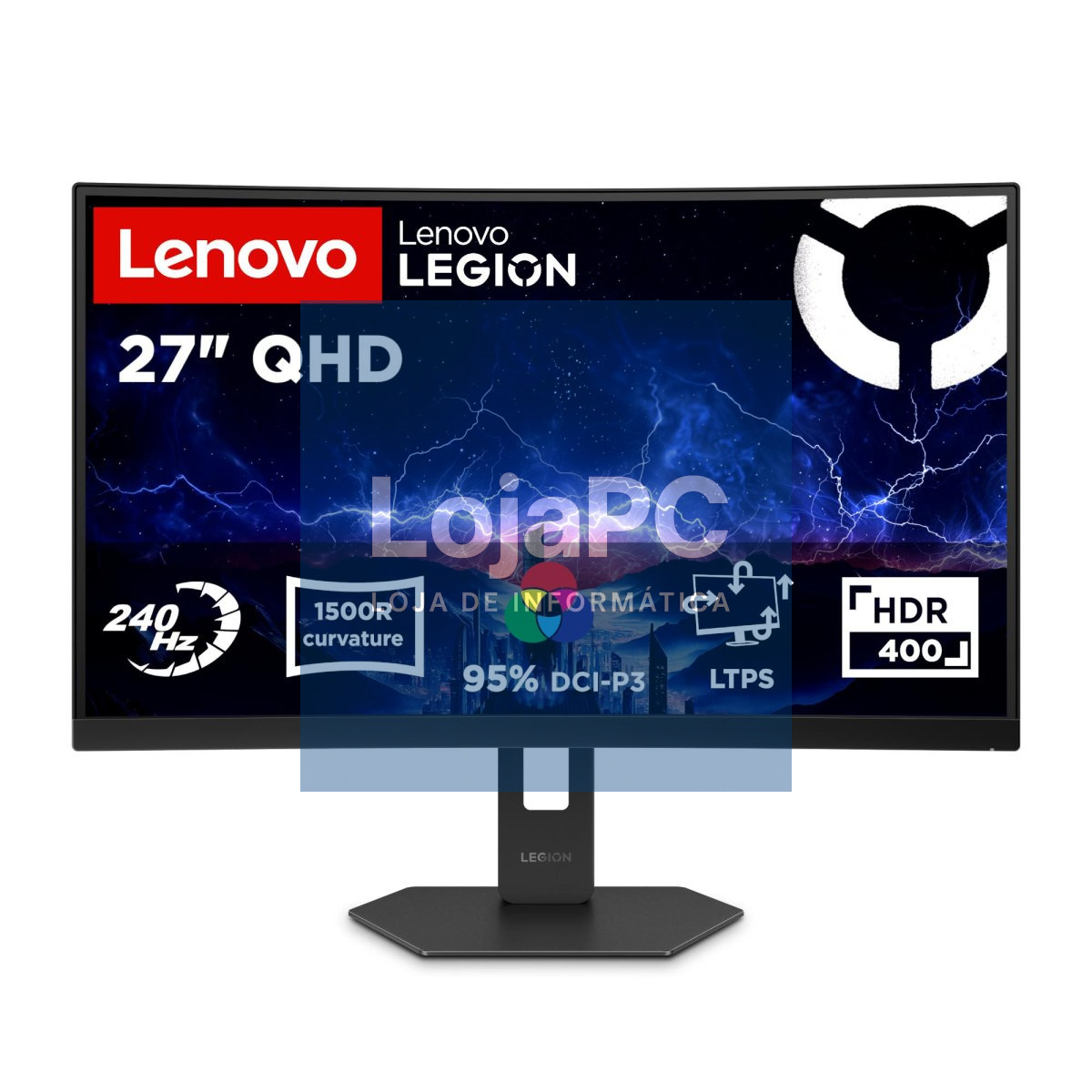 Lenovo Legion 27Q-2c 27'' QHD Gaming Monitor with Eyesafe (VA Panel, 240Hz, 0.5 MPRT, 400nits, 2x HDM 2.1 + DP, FreeSync™ Premium & Adaptive Sync, 99% sRGB, 90% DCI-P3,HDR400, ) - Lift/Tilt/Swivel