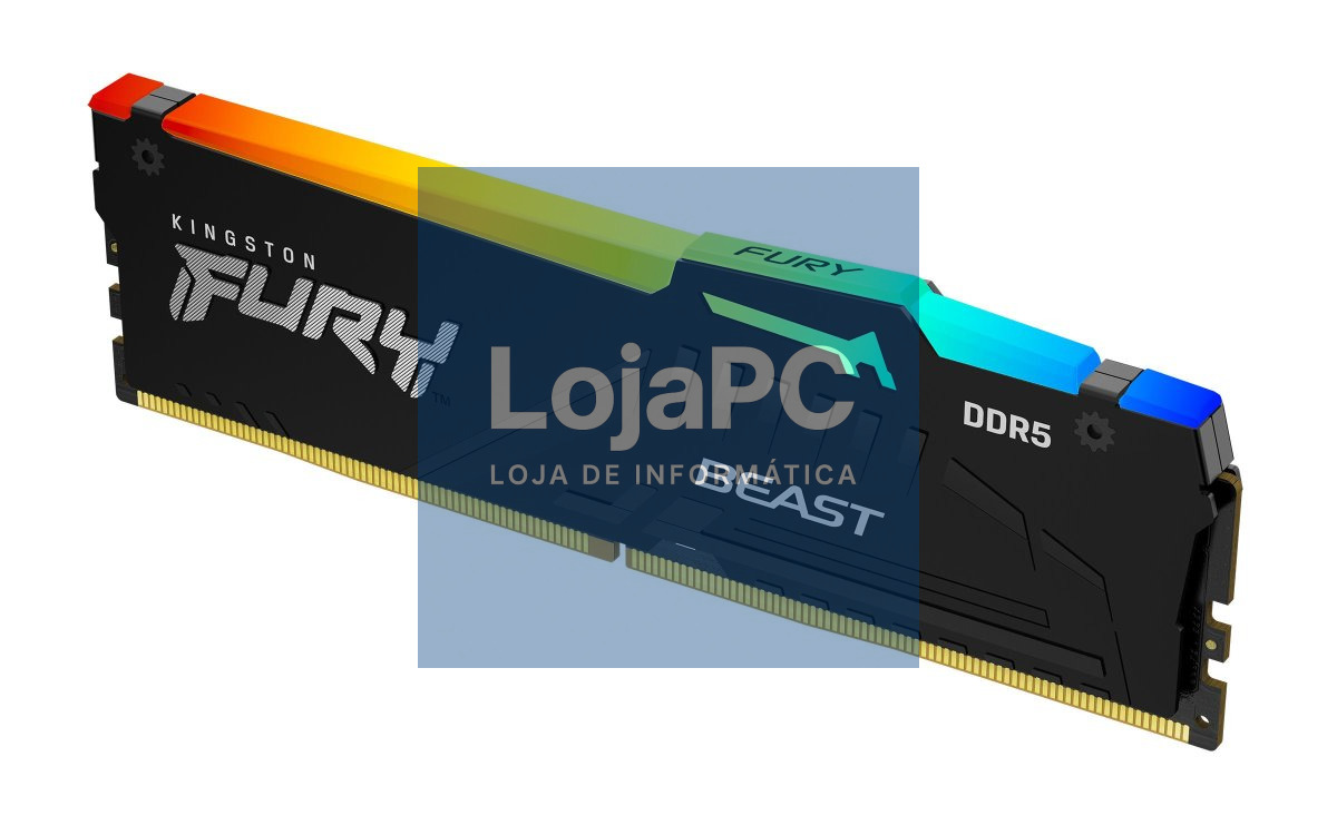 Kingston ValueRAM 32GB 5600MT/s DDR5 CL40 DIMM FURY Beast RGB 32Gbit - Apenas AMD AM5 e Intel 14ª e acima