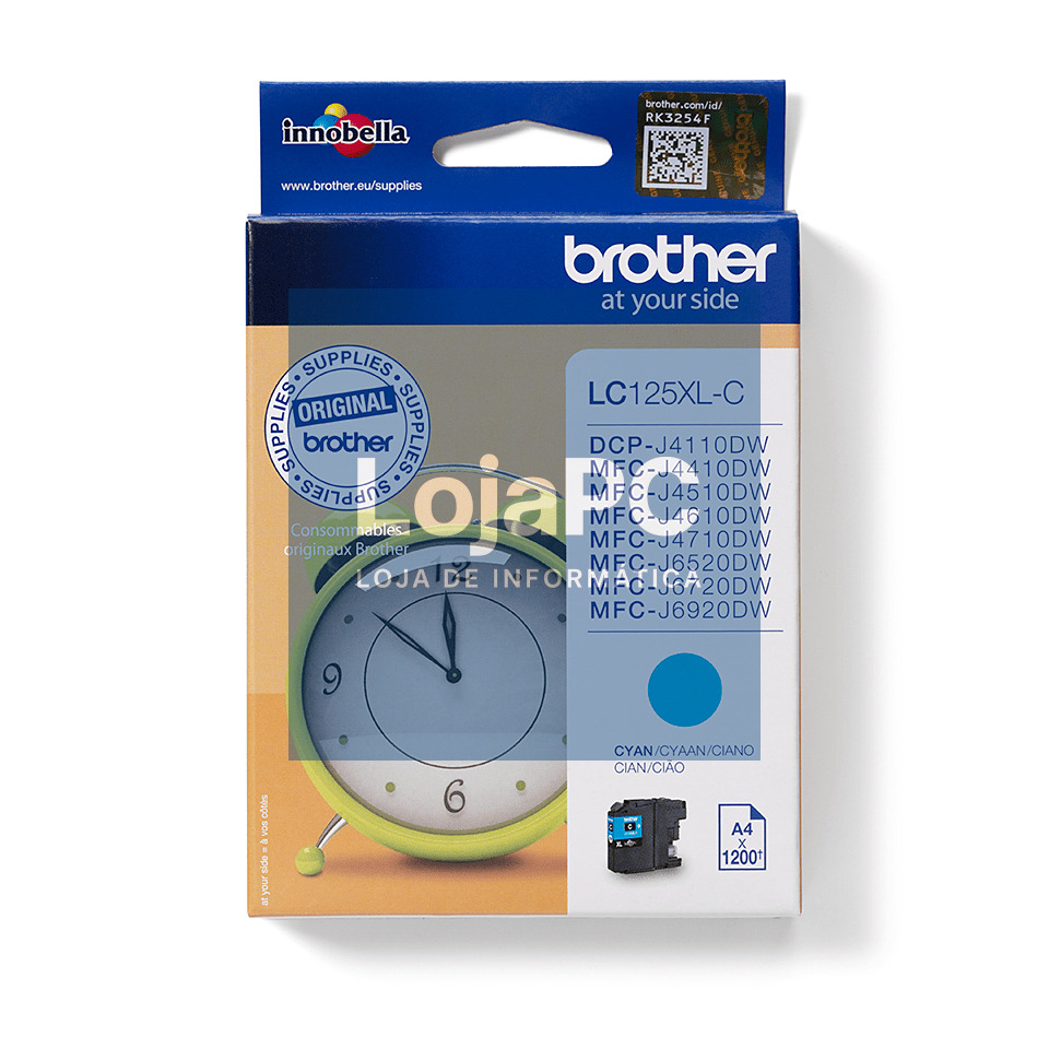 BROTHER LC125XLC cyan ink 1200pages DCPJ4110 MFCJ4410 MFCJ4510 MFCJ4710 MFCJ6520 MFCJ6720 MFCJ6920