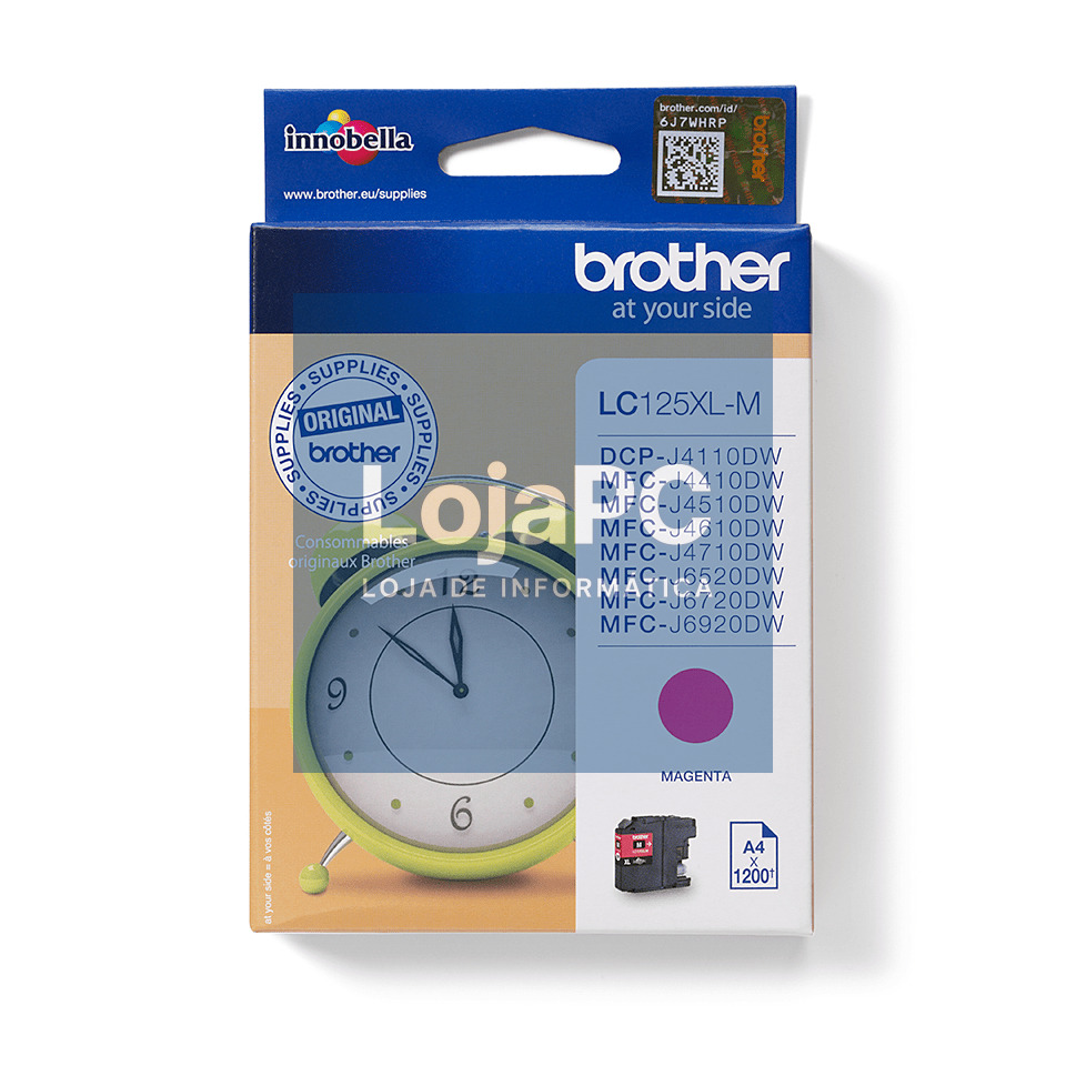 BROTHER LC125XLM magenta ink 1200pages DCPJ4110 MFCJ4410 MFCJ4510 MFCJ4710 MFCJ6520 MFCJ6720 MFCJ6920