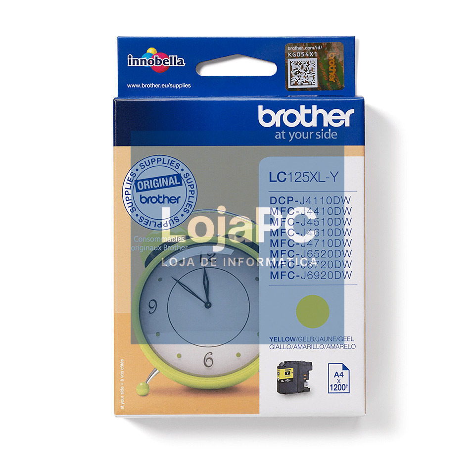 BROTHER LC125XLY yellow ink 1200pages DCPJ4110 MFCJ4410 MFCJ4510 MFCJ4710 MFCJ6520 MFCJ6720 MFCJ6920