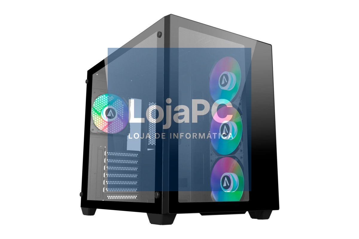 ABYSM Caixa ATX Danube SAVA 285 - BLACK ARGB-Tempered Glass- 2xUSB 3.0+ 1 x TYPE C 3.1 GEN2+ HD - 4 x FAN 12CM ARGB