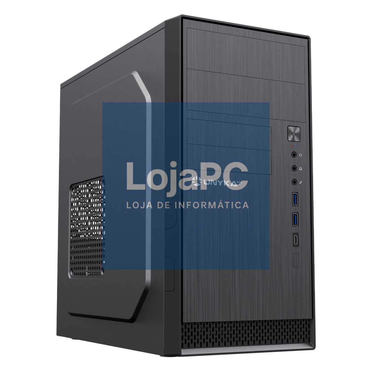UNYKAch Caixa Micro ATX AERO C12 Preto, 2xUSB 3.0 + 1xUSB Type C, S/ Fonte
