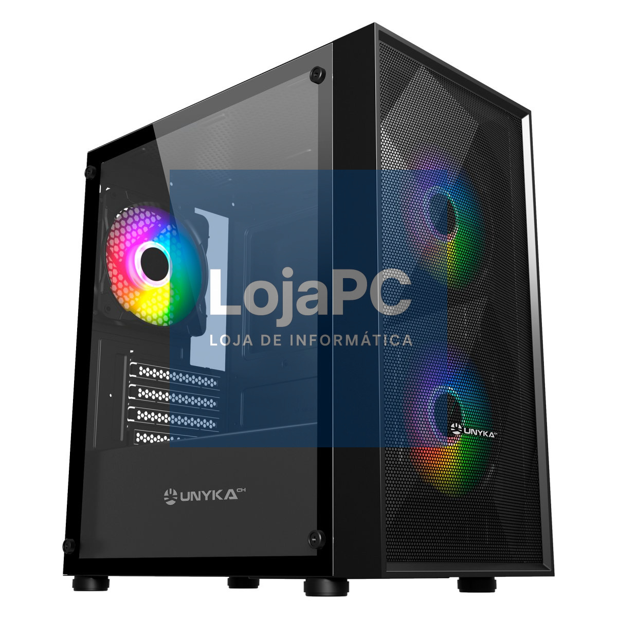 UNYKAch Caixa mATX Gaming MIR B200 BLACK (inclui 2*14CM ARGB Frontal + 1* 12CM ARGB traseira)