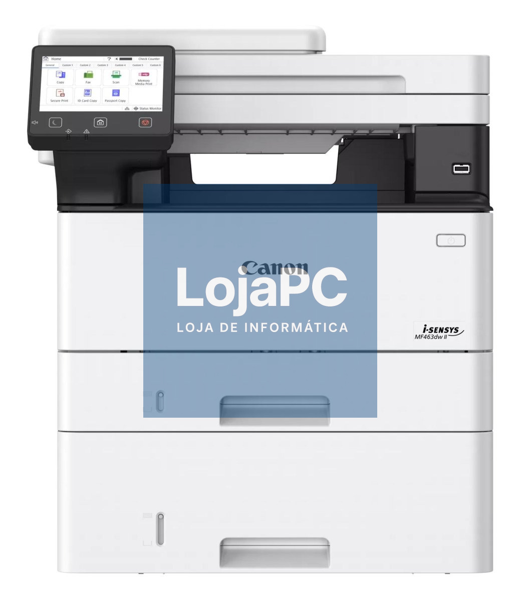 Canon MF463dw II - Multifunções laser monocromática: impressão, cópia e digitalização; Velocidade de impressão uma face A4: até 40 ppm
