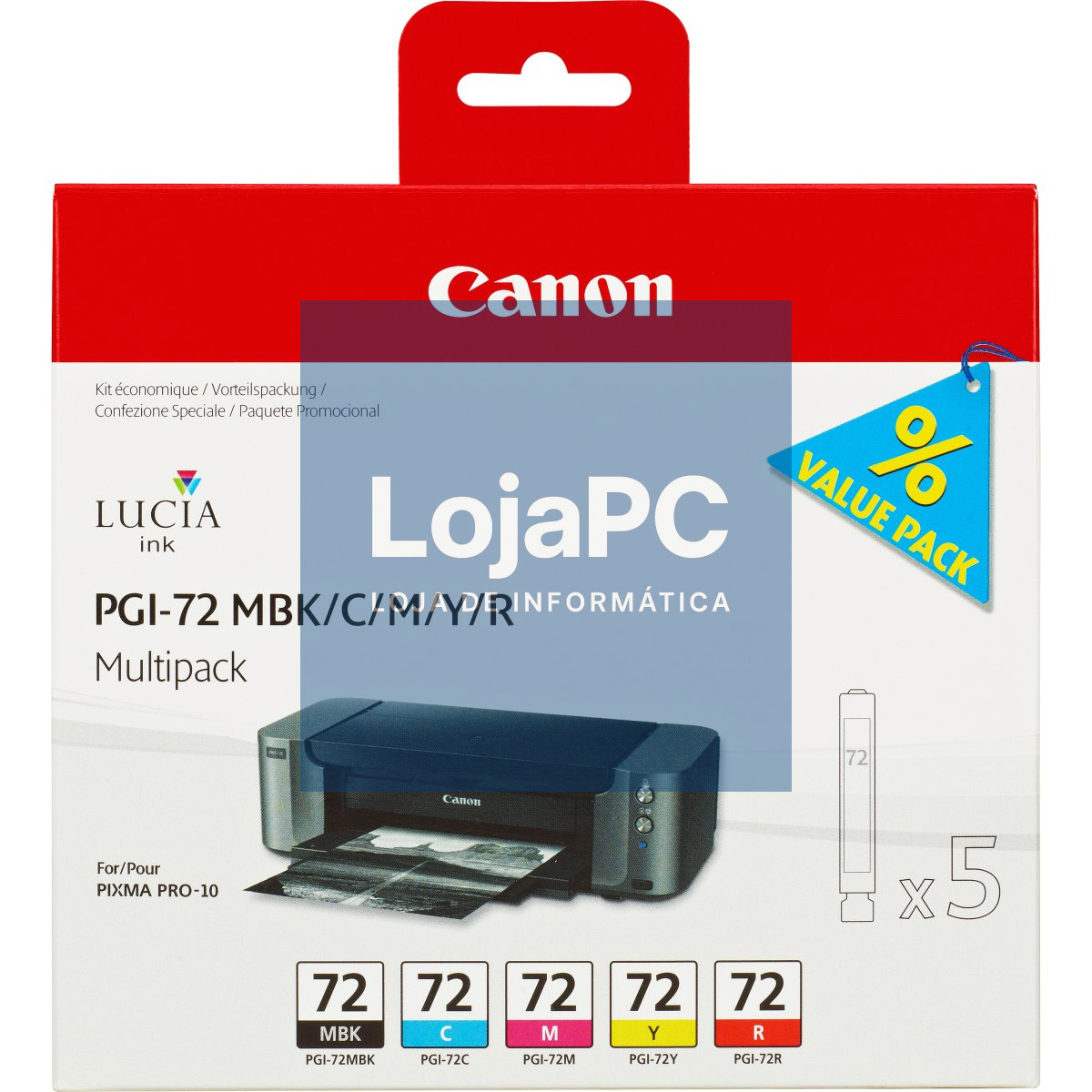 CANON 1LB PGI-72 MBK/C/M/Y/R ink cartridge black and colour standard capacity multipack