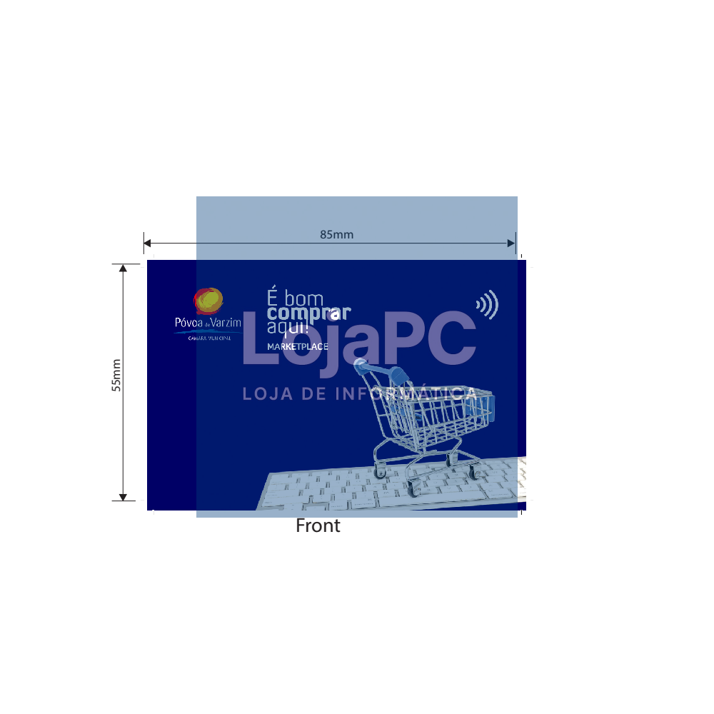 Personalização Cartões PVC Cor 1 Lado / Magneticos / NFC / RFID / 85 mm x 55 mm