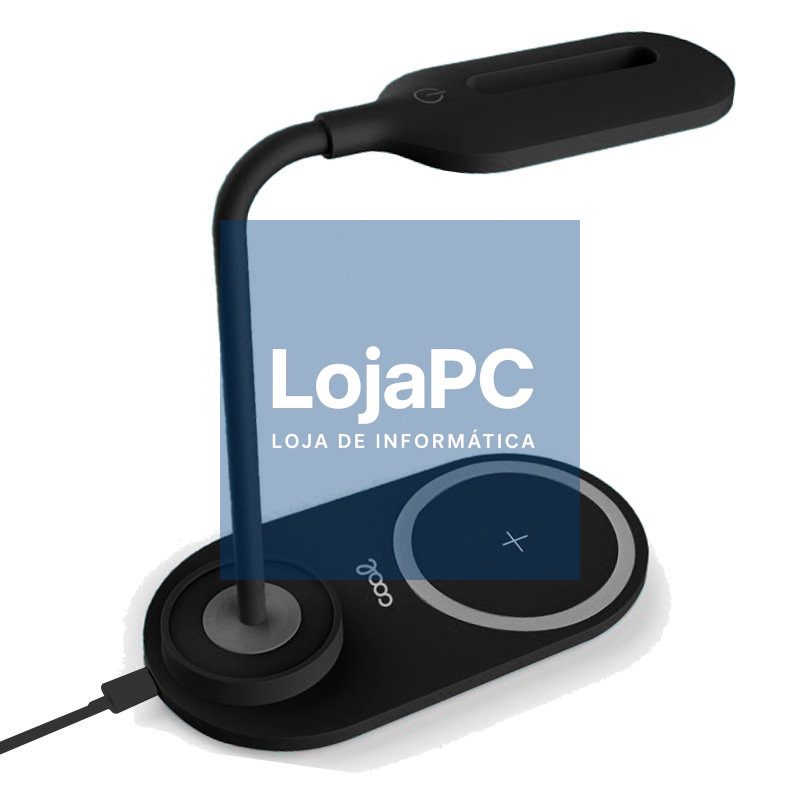 Lámpara LED + Base Carga Inalámbrica Qi COOL Negro