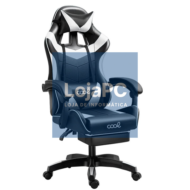 Sillón Gaming Premium COOL Rest Negro-Blanco (Reposapiés)