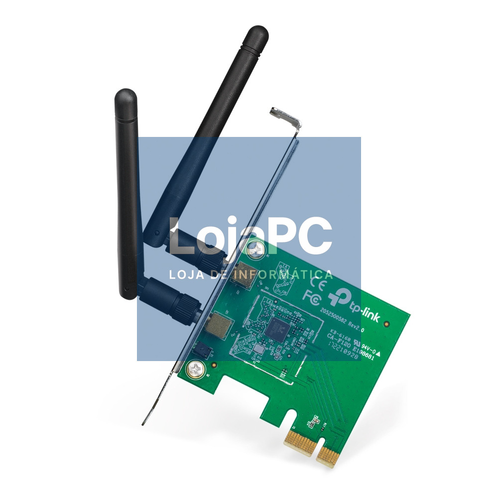 TP-LINK 300MBit/s WLAN-N PCI Express-Adapter Atheros-Chipsatz 2T2R 2.4GHz 802.11b/g/n 2 removeable antennas