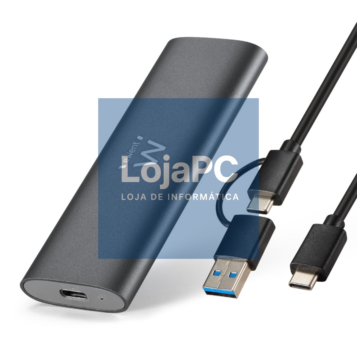EWENT Caixa Externa USB 3.2 Gen2 USB-C M.2 NVMe&SATA SSD Screwless, Cabo USB C-C