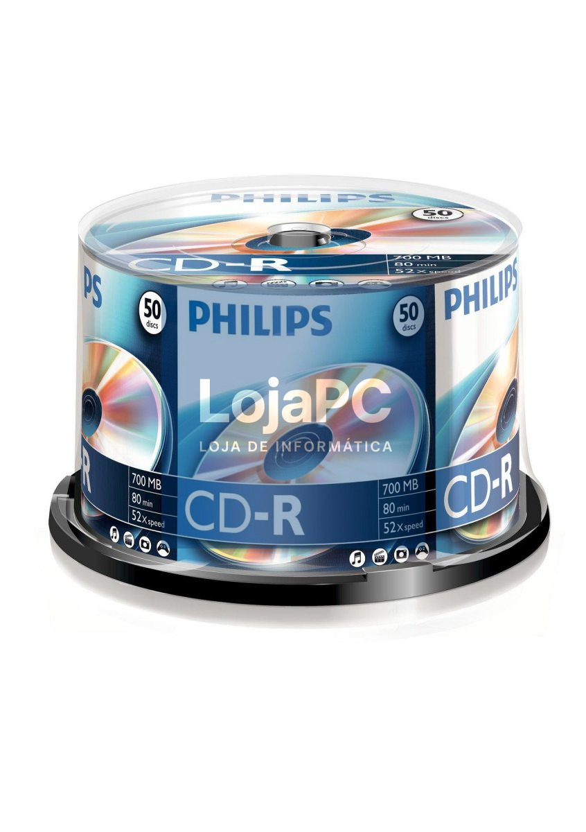 Philips CD-R 80Min 700MB 52x Cakebox (50 unidades)