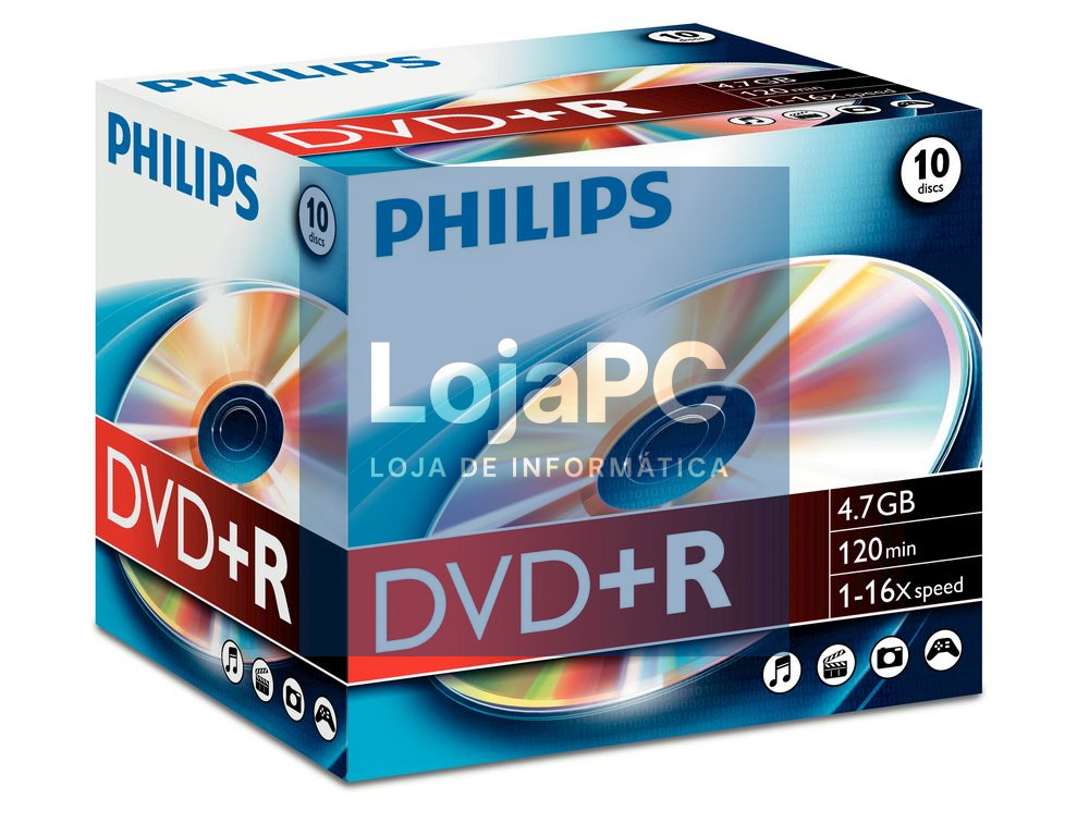 Philips DVD+R 4,7GB 16x Jewel Case (10 unidades)