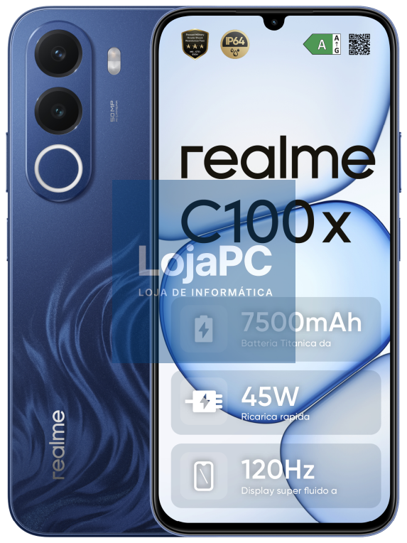 realme C100x 17,3 cm (6.8") Android 16.0 4G USB Tipo C 4 GB 256 GB 7500 mAh Azul