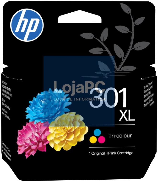 HP Tinteiro original 301XL de alta capacidade Tri-cor