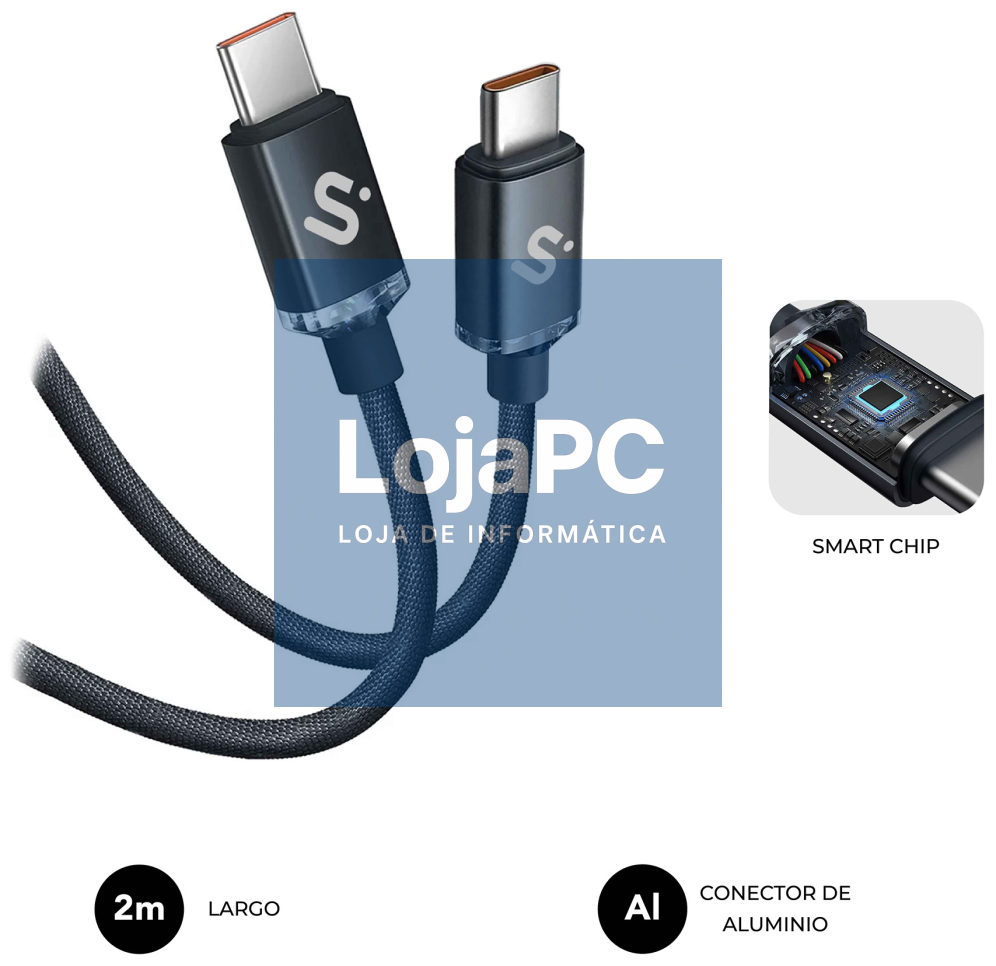 SUBBLIM CABO OPTIMUS 60W C-C 2m BLACK