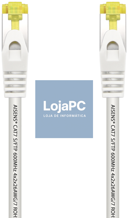 AISENS Cabo de rede Cabo de rede RJ45 LSZH Cat.7 600 MHz S/FTP PIMF AWG26, Branco, 0.5 m