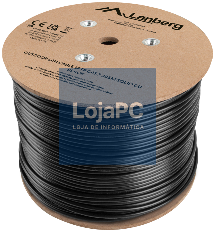 Lanberg LCS7-21CU-0305-BK cabo de rede Preto 305 m Cat7 S/FTP (S-STP) Alrededor