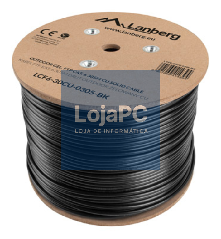 Lanberg LCF6-30CU-0305-BK cabo de rede Preto 305 m Cat6