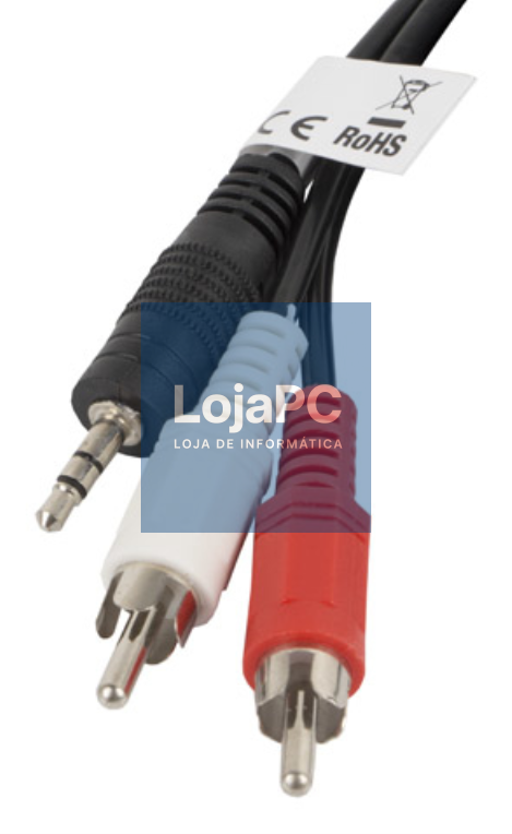 Lanberg CA-MJRC-10CC-0020-BK cabo de audio 2 m 3,5mm RCA Preto, Vermelho, Branco