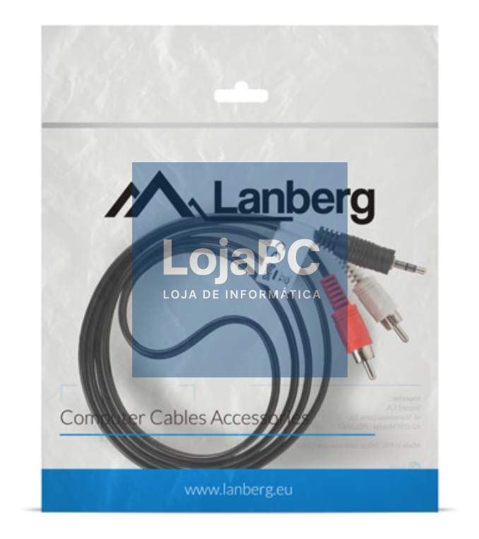 Lanberg CA-MJRC-10CC-0015-BK cabo de audio 1,5 m 3,5mm 2 x RCA Preto