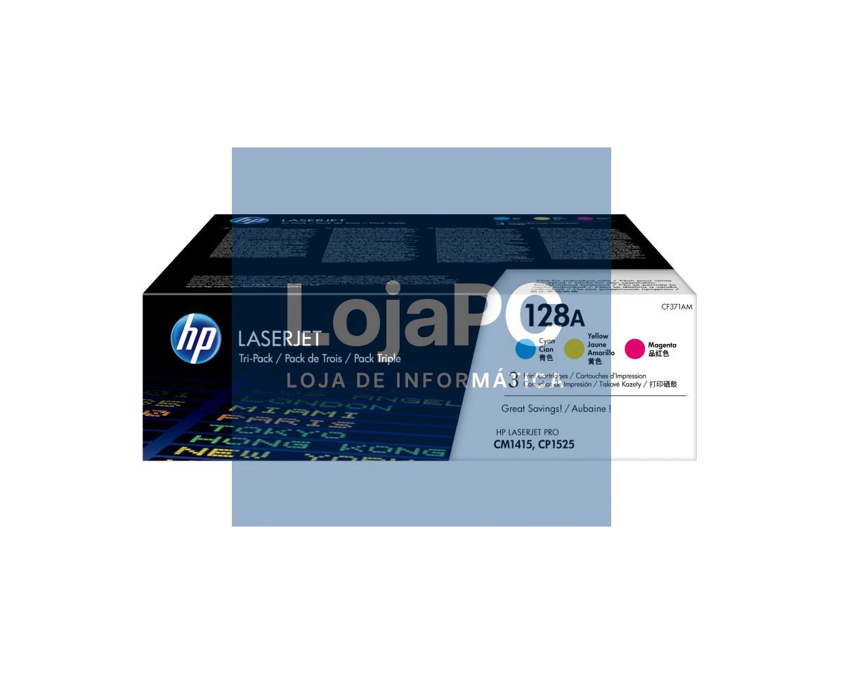 HP 128A original Toner cartridge CF371AM cyan magenta yellow standard capacity 3 x 1.300 pages 3-pack