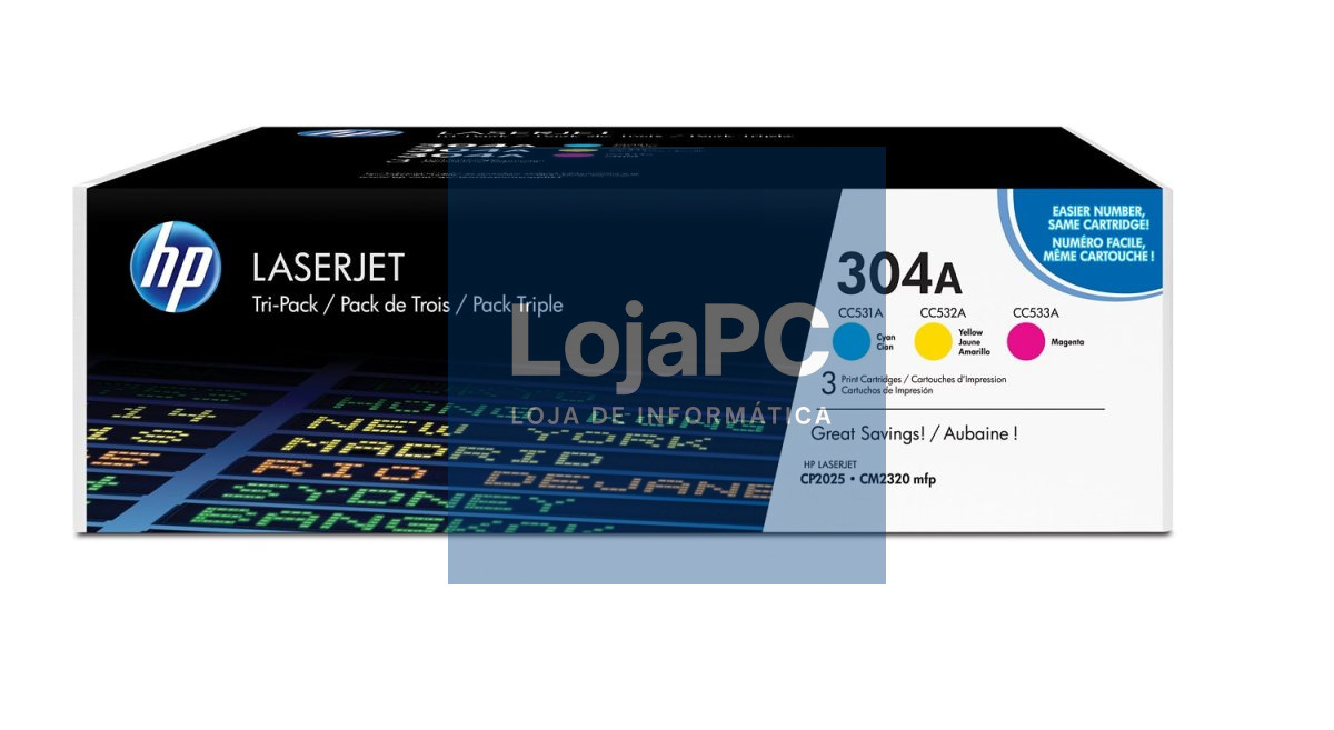 HP 304A original Toner cartridge CF372AM cyan magenta yellow standard capacity 3 x 2.800 pages 3-pack
