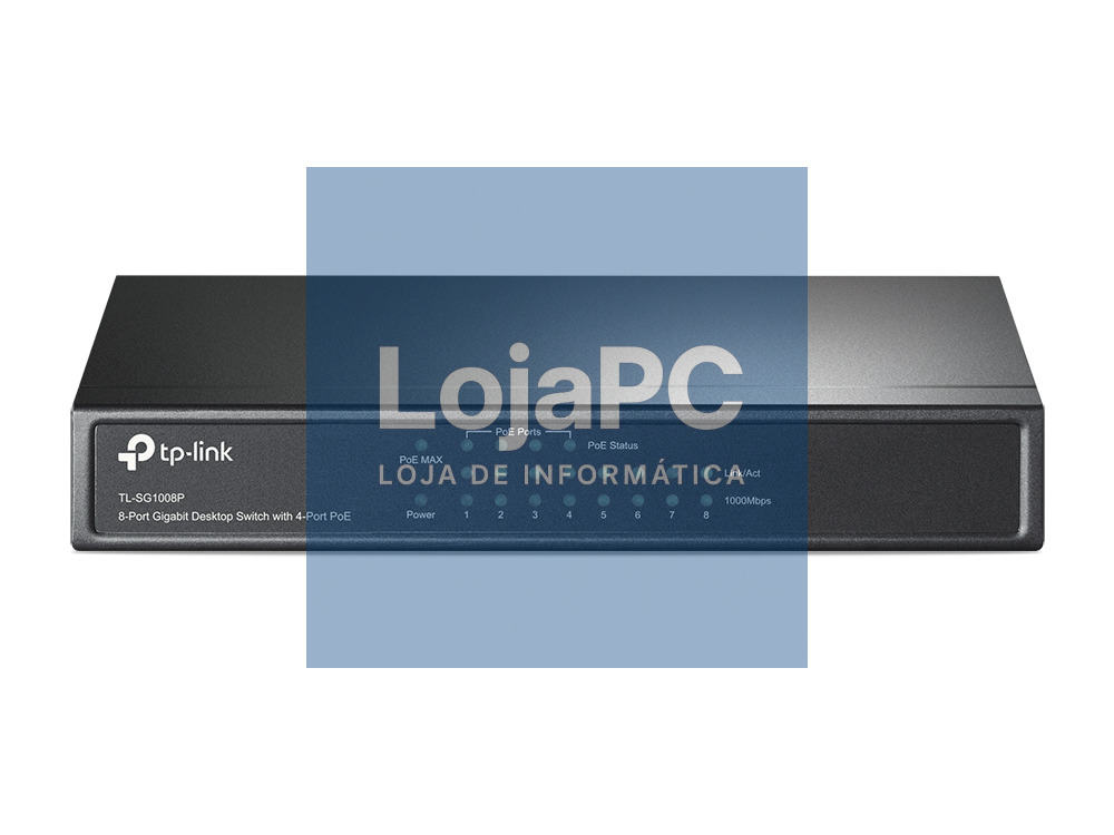 TP-LINK 8-Port Gigabit Desktop PoE Switch 8x10/100/1000Mbps RJ45 ports including 4 PoE ports steel case