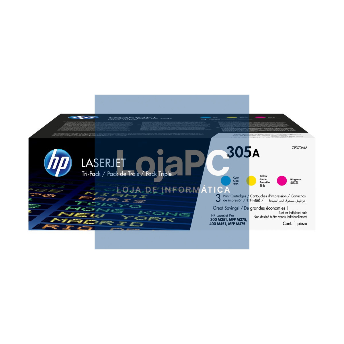 HP 305A original Toner cartridge CF370AM cyan magenta yellow standard capacity 2.600 pages 3-pack