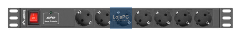 Lanberg PDU-07F-0200-IEC-BK unidade de distribución de energia (PDU) 7 saídas AC 1U Preto