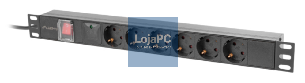 Lanberg PDU-06F-0200-BK unidade de distribución de energia (PDU) 6 saídas AC 1U Preto